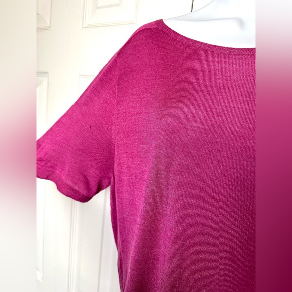 ST. JOHN Pink Lightweight Knit Wool Silk Blouse Shirt Top Boat Neck Pullover - Picture 5 of 12